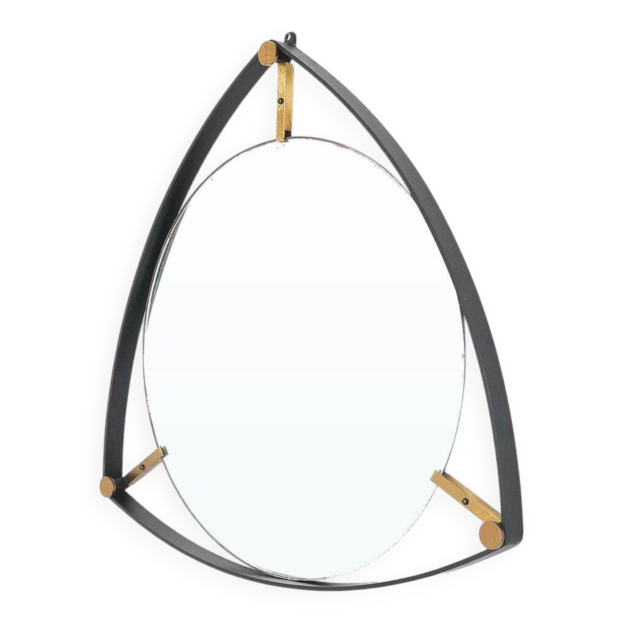 Vintage mirror with a metal and brass frame, 1950s.
