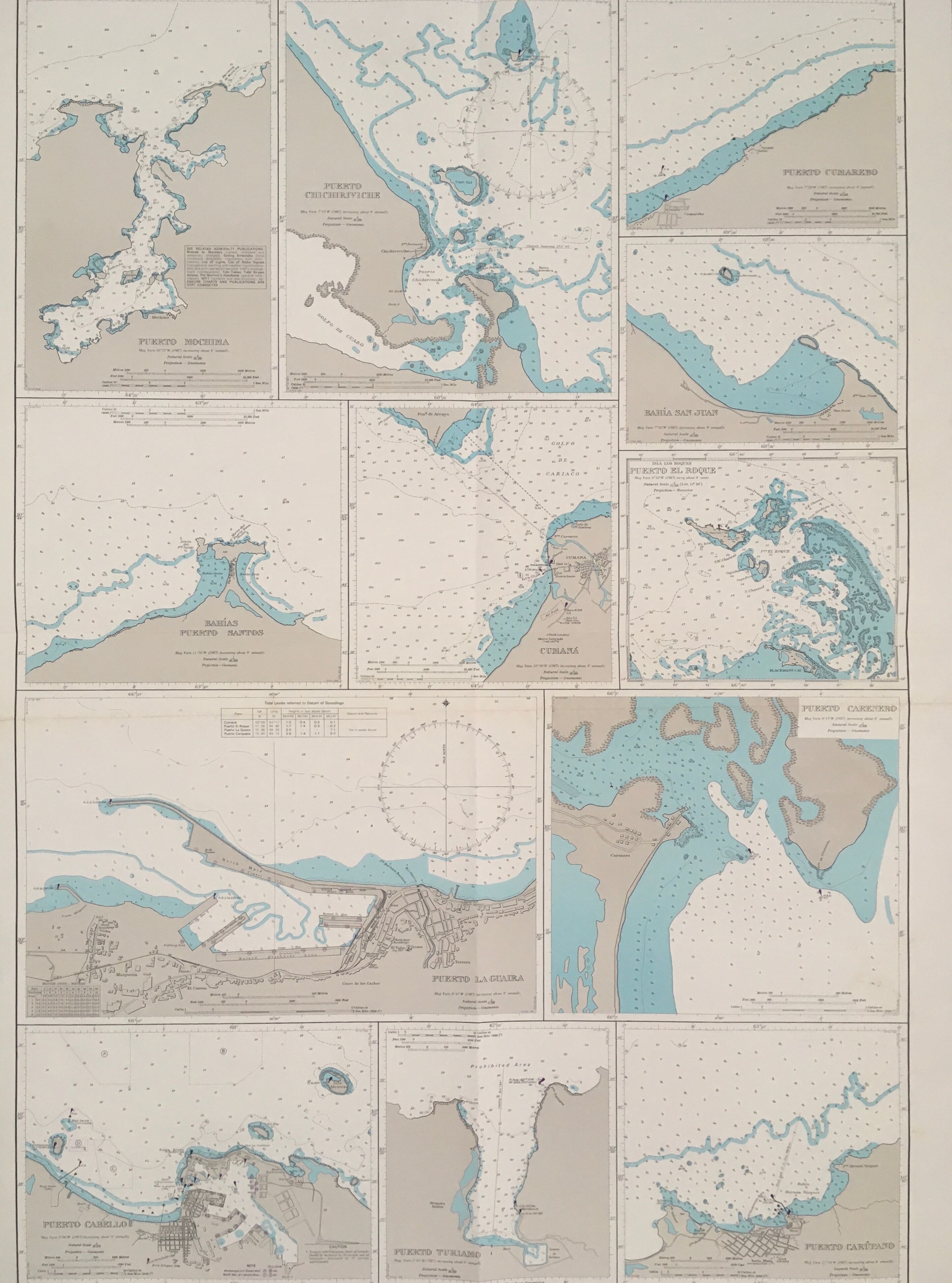 Ancient marine map of Venezuela