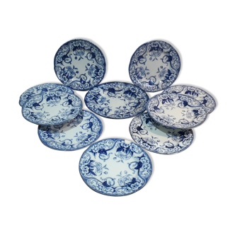 Flat plates and flat in CREIL Faïence and MONTEREAU model FLORA