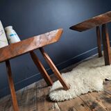 Brutalist tripod coffee tables, vintage furniture