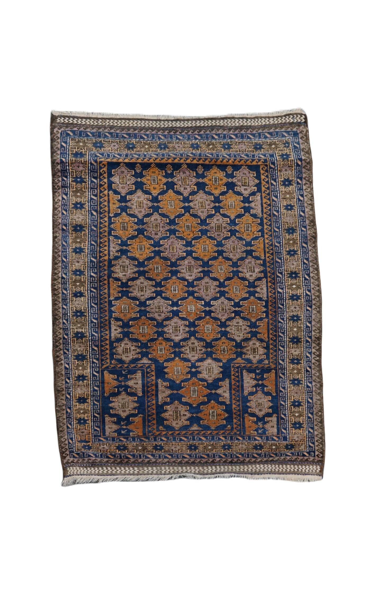 Orange and blue Persian rug 132×83 cm