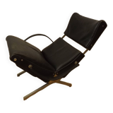 Tecno P40 chaise longue  , cuir noir