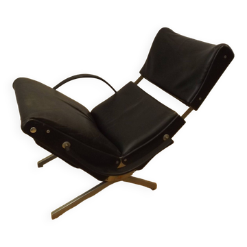 Tecno P40 chaise longue, black leather