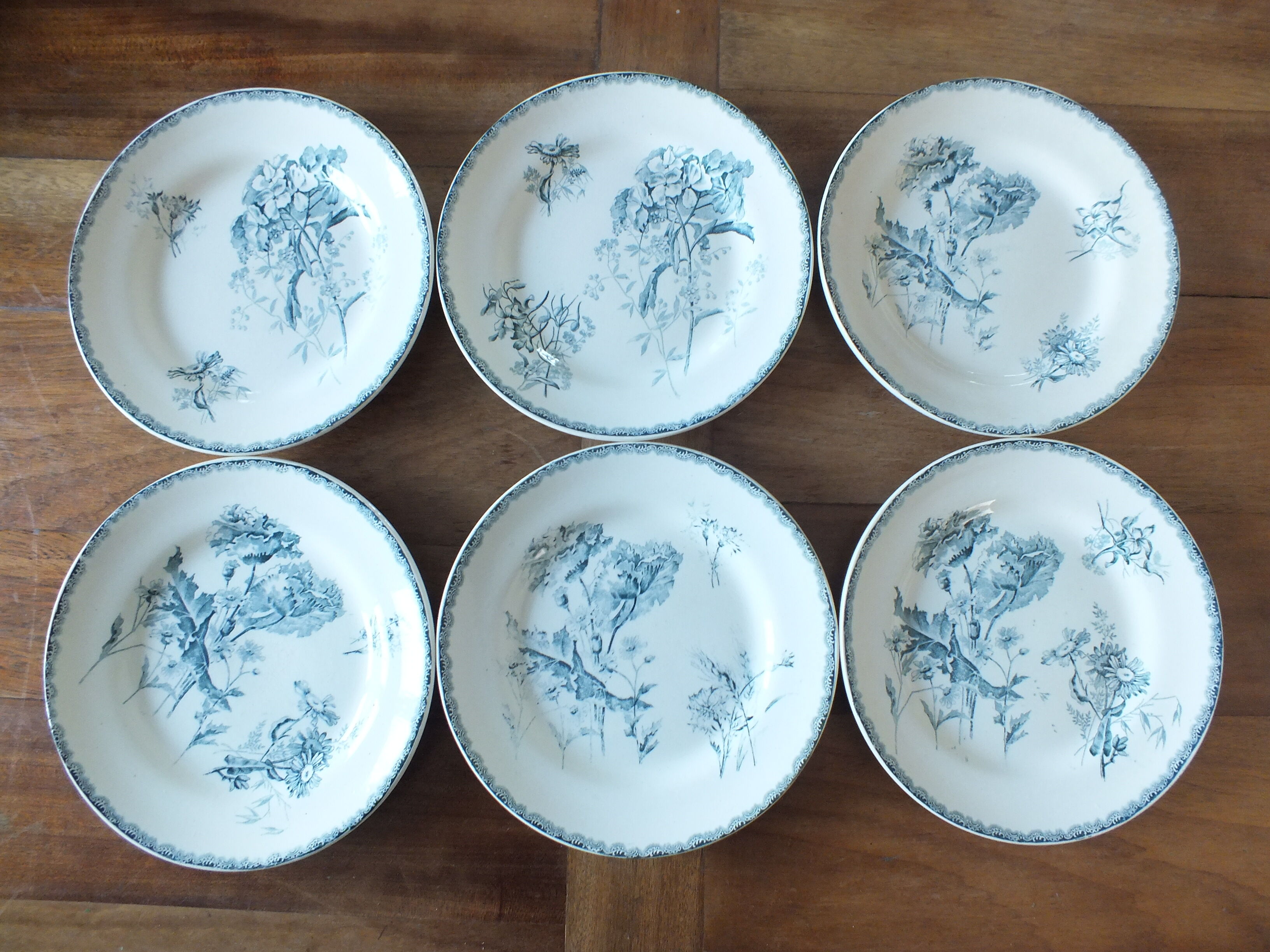 6 flat plates in Terre de Fer Choisy le Roi HB service Provençal Lot 3