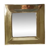 Miroir carré vintage laiton Rattan House années 80 19x19cm