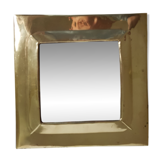 Square mirror vintage brass Rattan House 80s 19x19cm