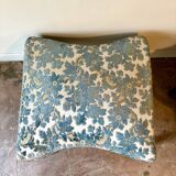 Repose-pieds, pouf en velours et bois foncé