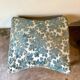 Footstool, pouf in velvet and dark wood