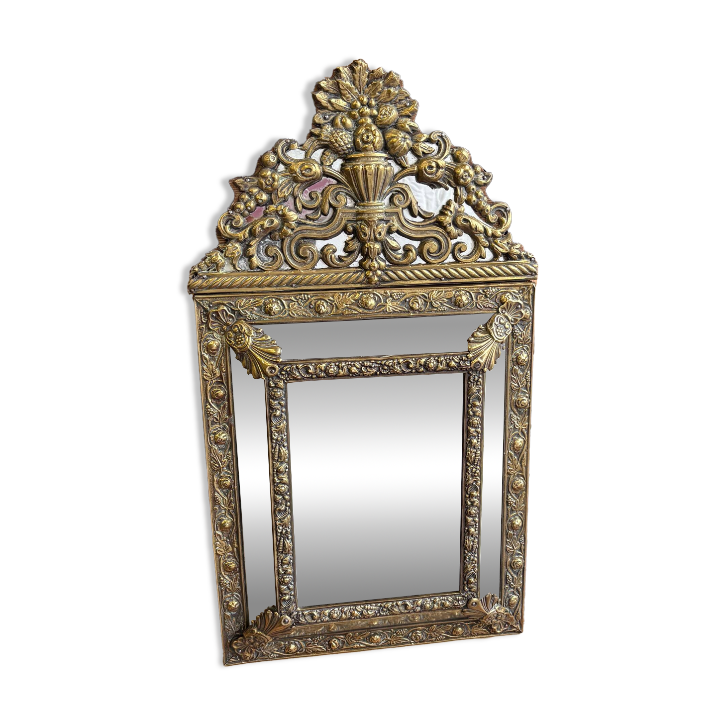 Napoleon III style mirror with gilt brass side panels
