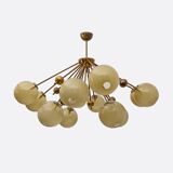 Mid-Century Italian Burnished Brass and Murano Glass Large Sputnik Chandeli