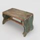 Industrial green wooden stool with nice patina, France 1900