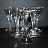 Set of 6 old liqueur glasses - flared tulip shape in cut crystal 1900