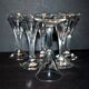 Set of 6 old liqueur glasses - flared tulip shape in cut crystal 1900