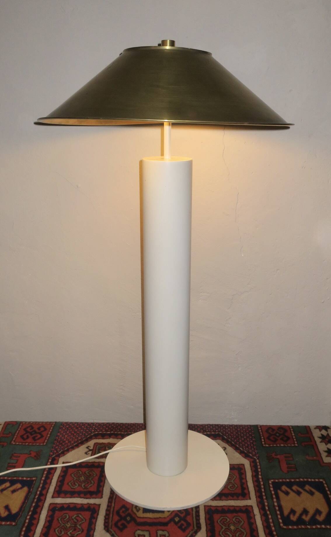 Floor lamp with brass shade by Peter Preller for Tecta, 1980