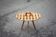 Vintage coffee table, wooden table with central handle, interior decoration, terrace, patio