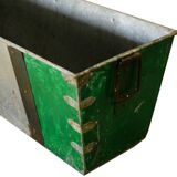 Vintage zinc metal planter with piece handles and original patina from India