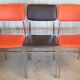 Set of 3 vintage LAFA chairs, chrome metal, orange and brown skai