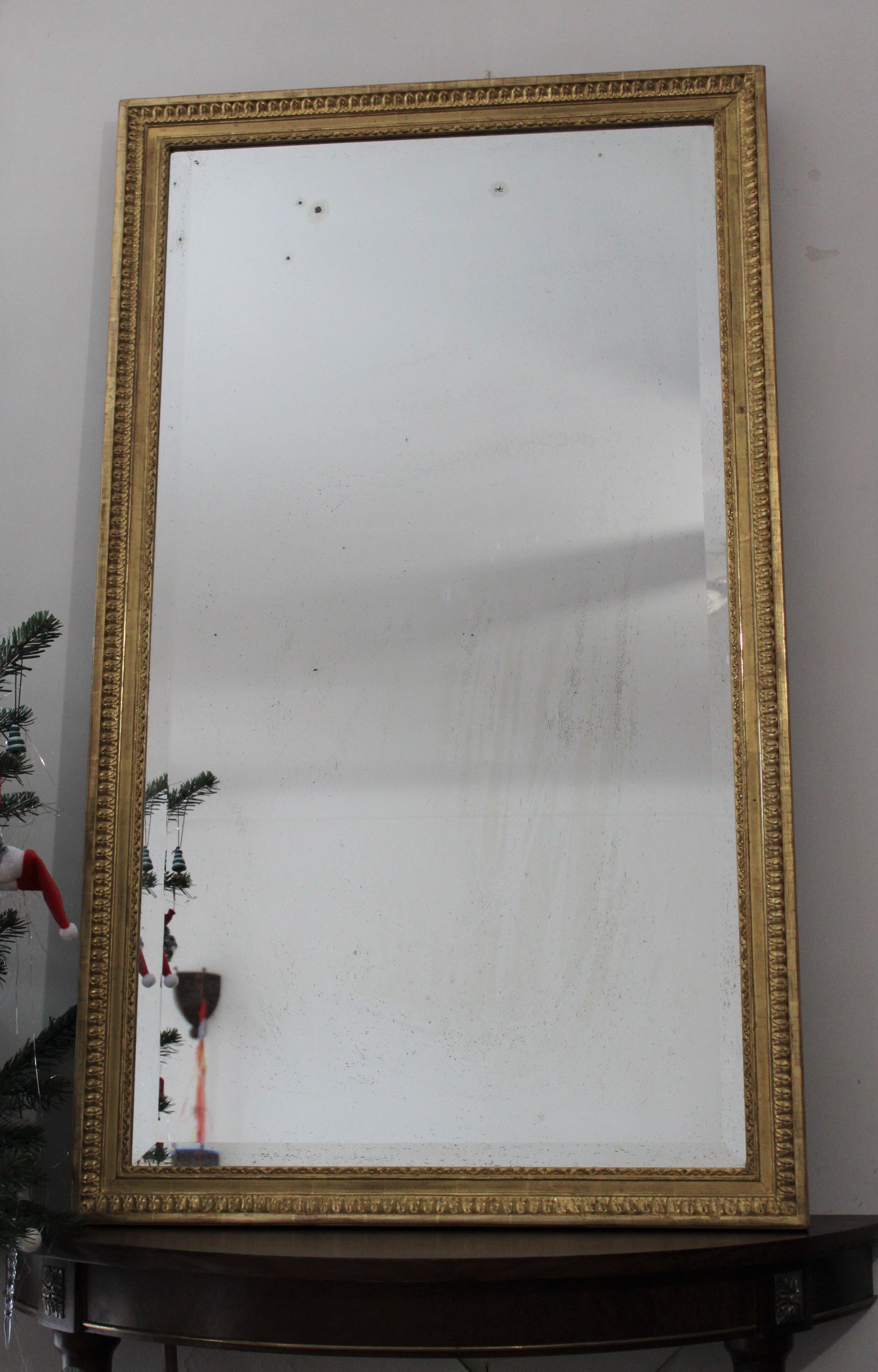 Golden gold leaf XIX mirror with an ancient bevelled ice cream 77x131cm