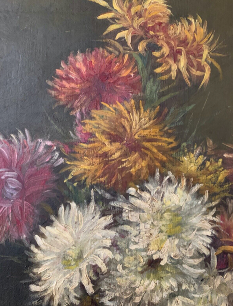 Oil on canvas "Flowers and jewelry box" signed Ombry XIXth