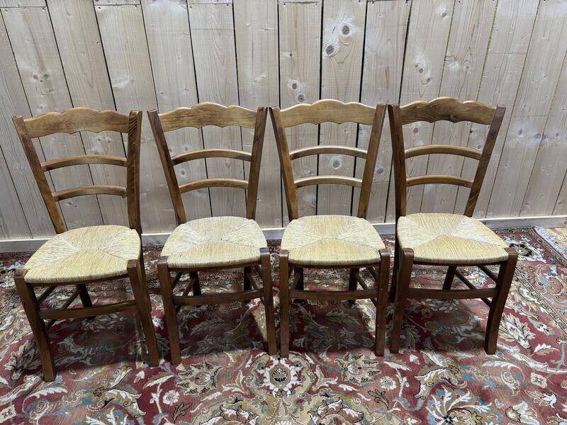 Série de 4 chaises paillées