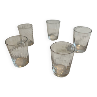 A set of five blown glass shooters