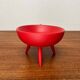 Mid-Century Modern Red Tripod Bowl in Wood from Paavo Asikainen, Finland, 1960s