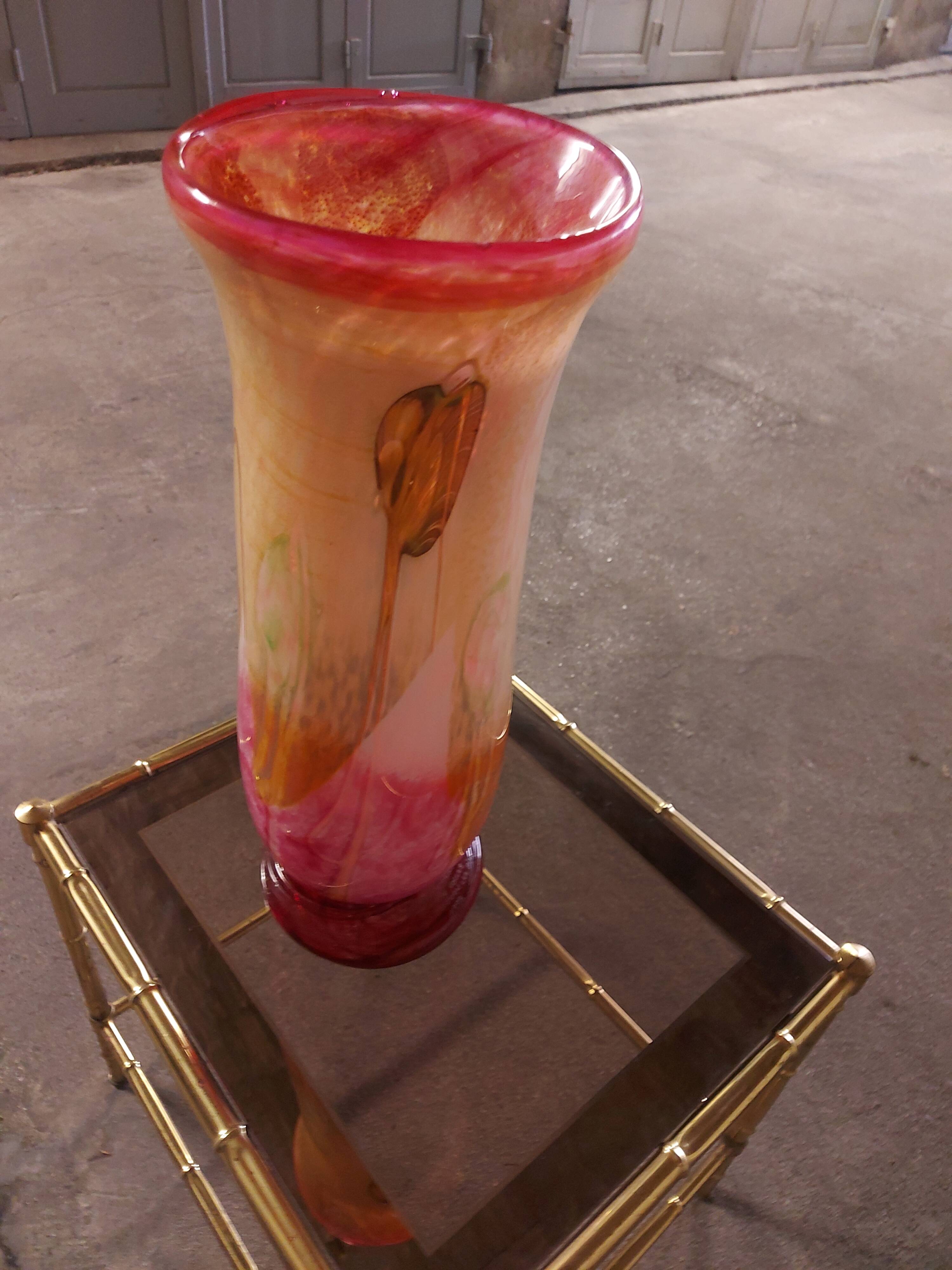 LARGE BIOT BLOWN GLASS VASE, SABA FRERES