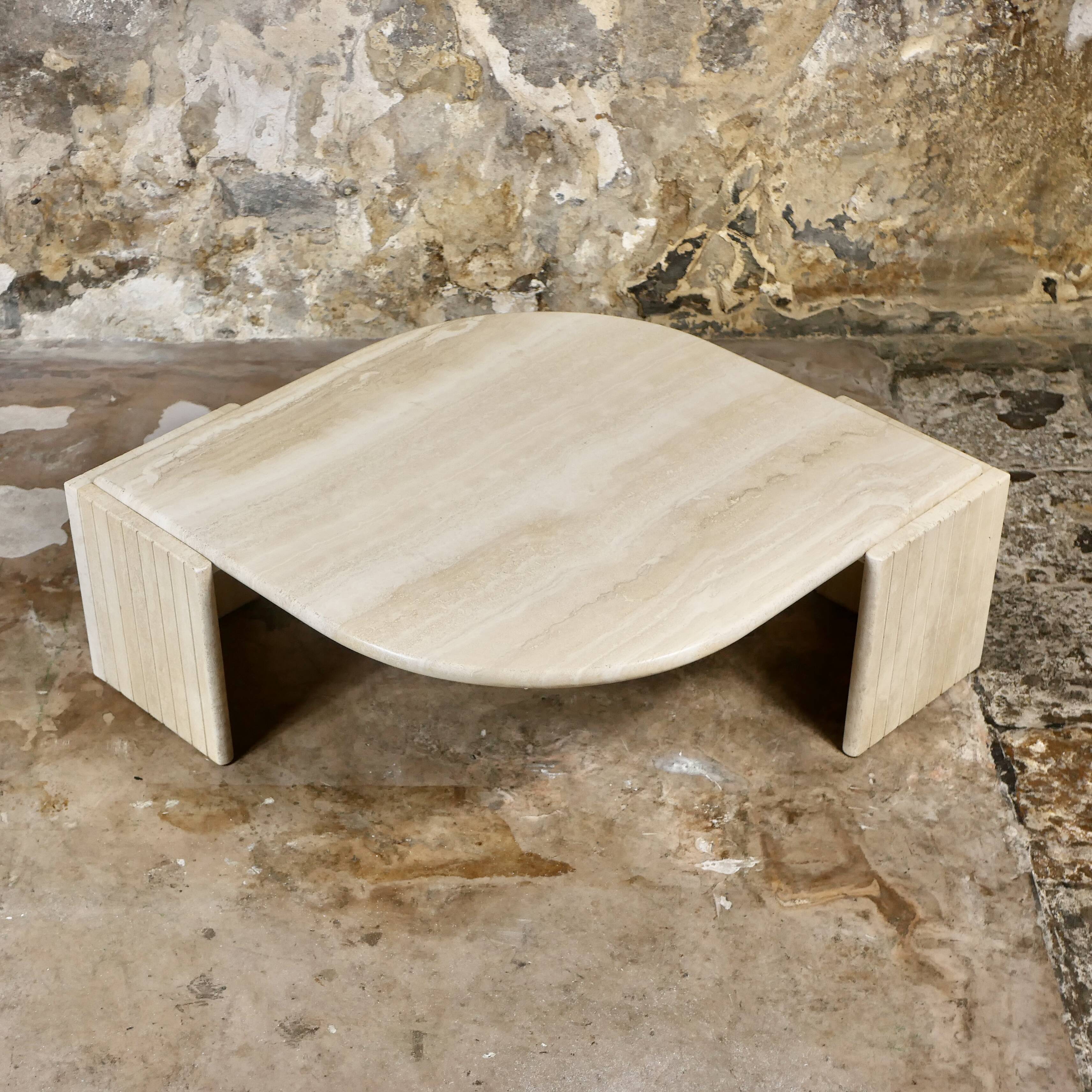 Travertine eye coffee table by Roche Bobois, 1970s