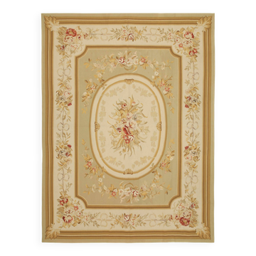 Handmade European Vintage Aubusson Kilim 272 cm x 362 cm