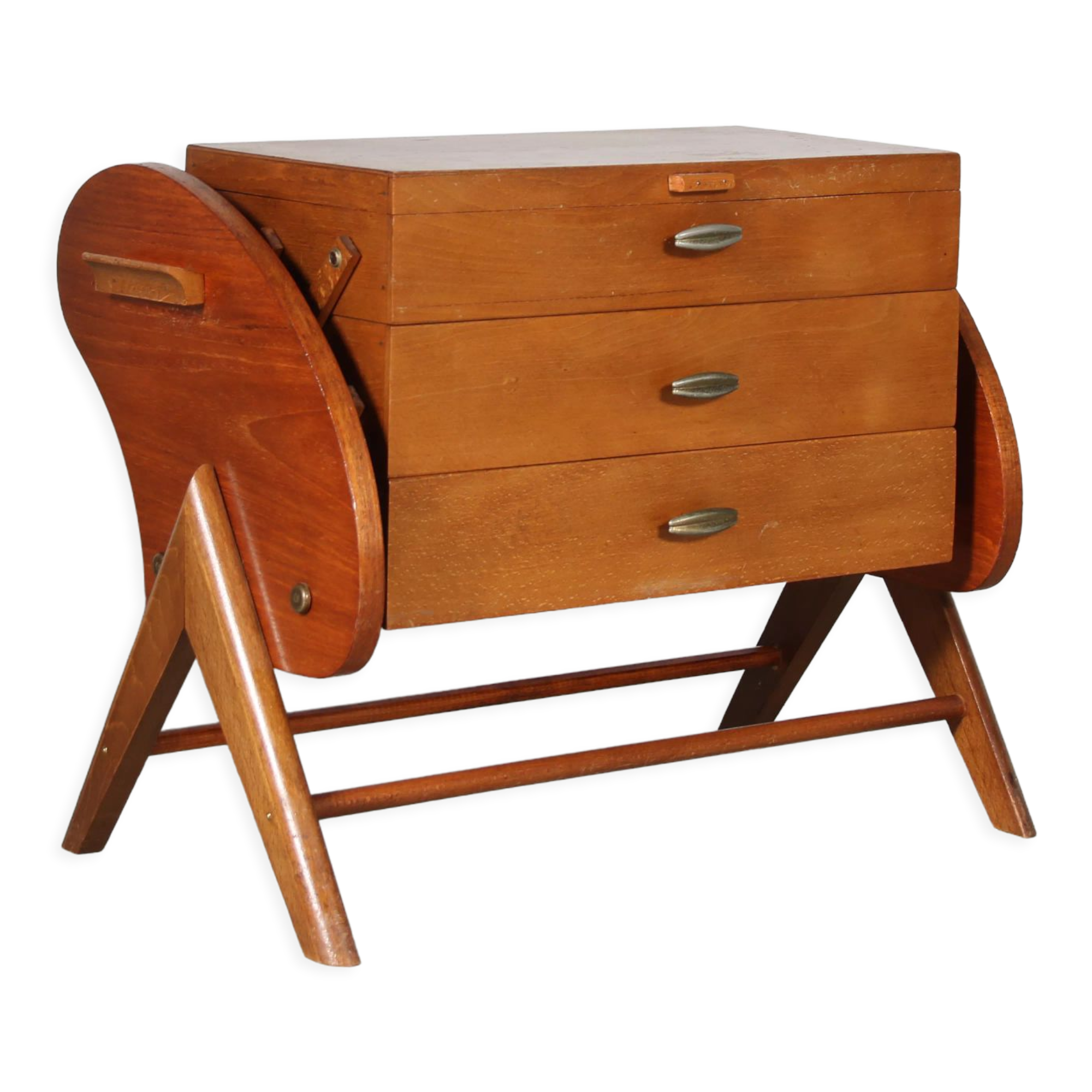 1950s V-Shaped sewing box from The Netherlands