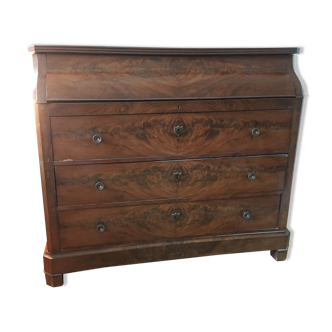 Commode coiffeuse ancienne en acajou et marbre