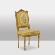 Pair of gilded wooden chairs with upholstery. Louis XVI period.