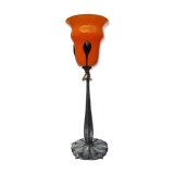 Art nouveau lamp signed Paul Follot tulip Loetz