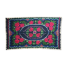 Floral handwoven green and fuchsia rug, made in wool, bohemian design