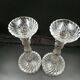 Pair of bamboo candlesticks in molded crystal
