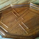 Vintage, Plat plateau en verre rose style Rosaline - art déco