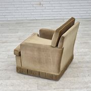 1970s, Danish armchair, honey yellow furniture velour.