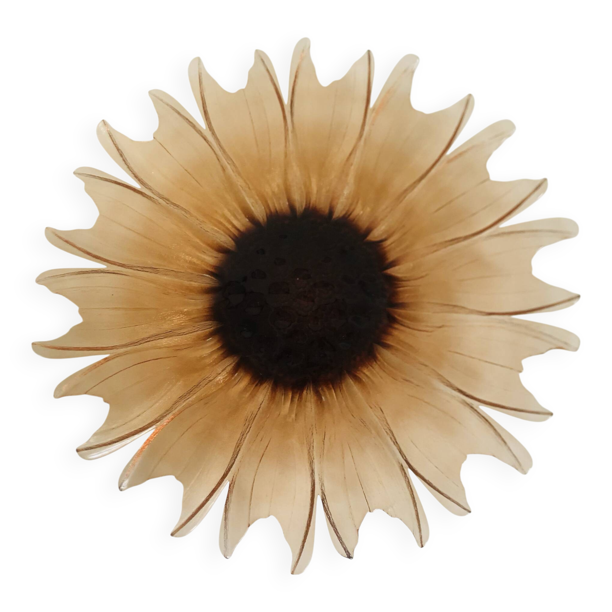 Plat tournesol en verre moulé pressé circa 1960