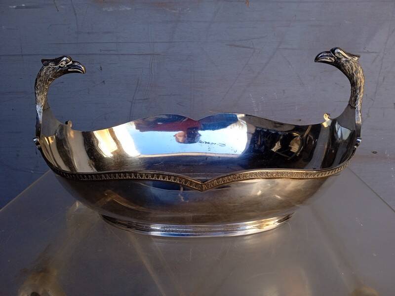 Phenix bowl on foot silver metal center table 1940