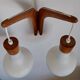 double teak wall lamp and Scandinavian suspended opalines