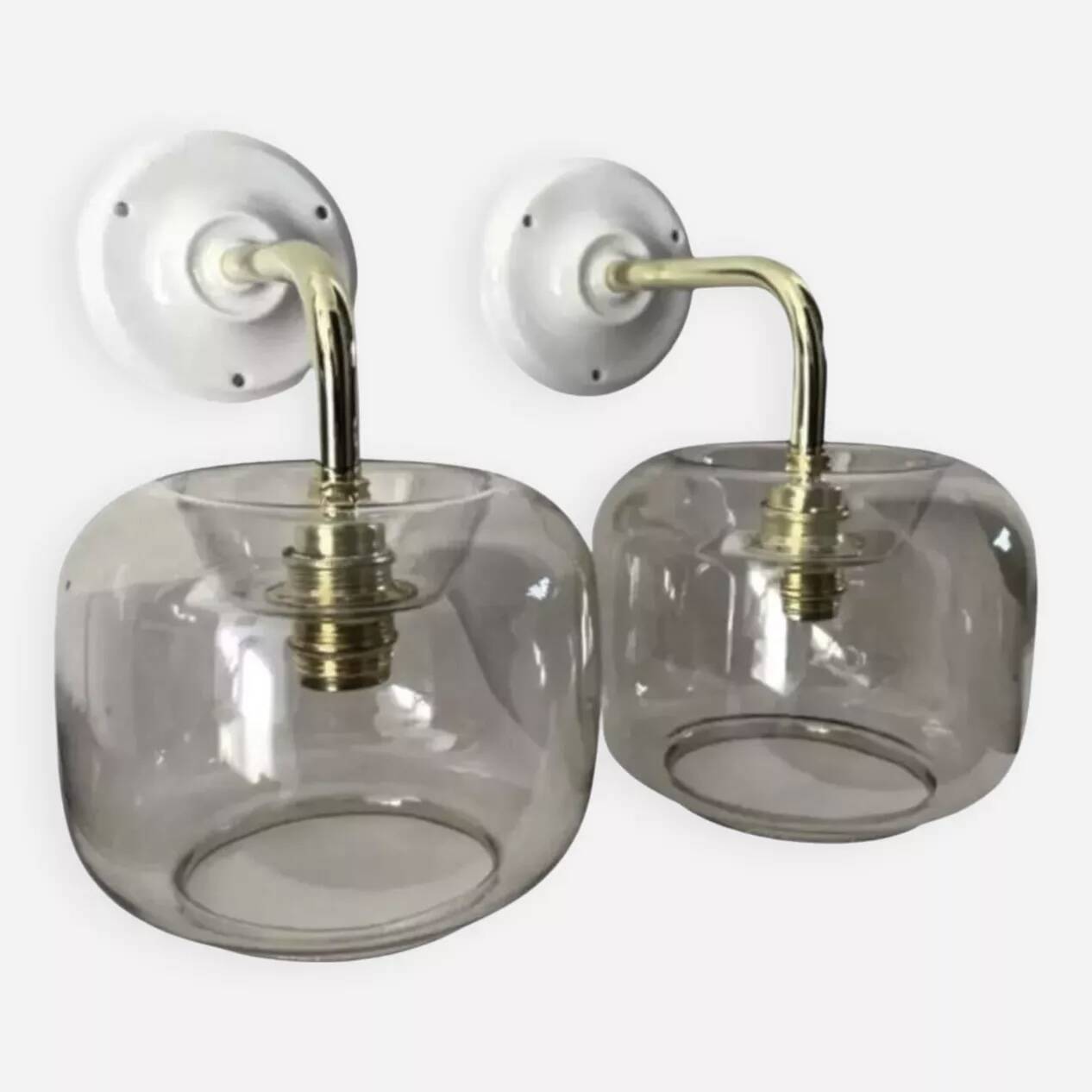 Pair of smoked glass wall sconces