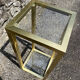 Vintage 1980s square gold metal end table/shelving by pierre vandel, 2 pieces