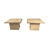 Pair of sofa ends in travertine