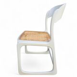 Set of 5 white Baumann "Sleigh" chairs