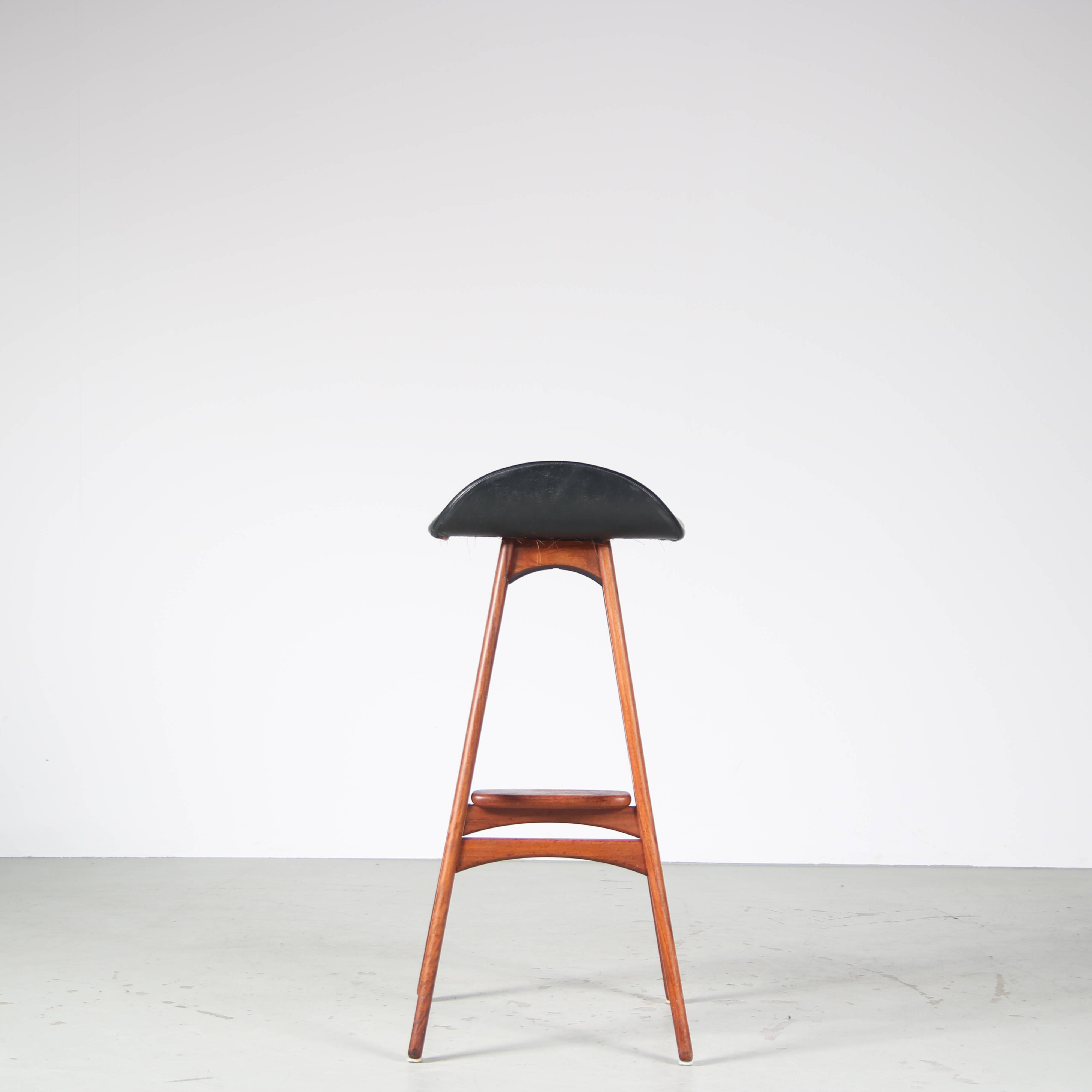 1960s Bar stool by Erik Buch for O.D. Mobler in Denmark