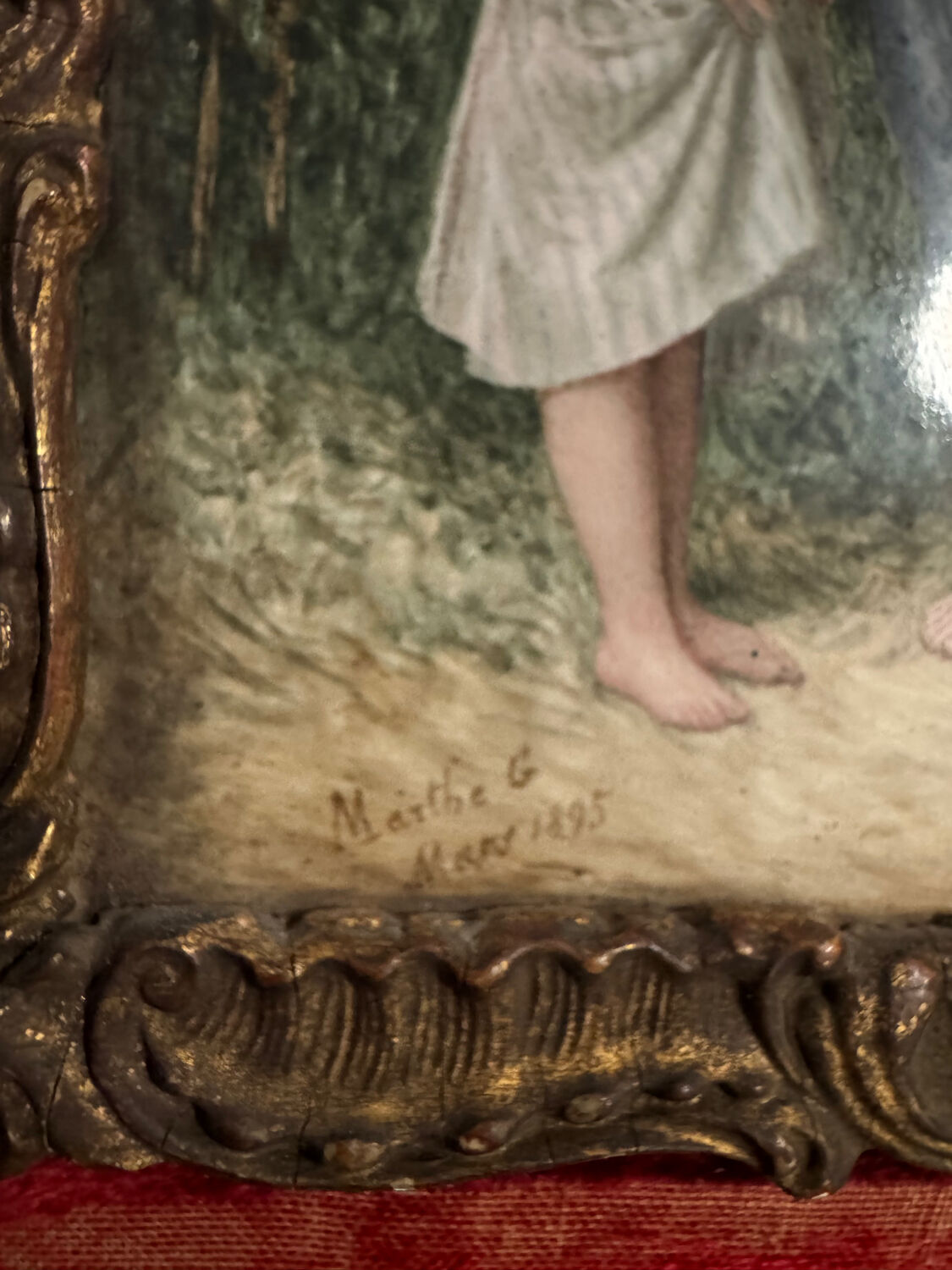 Pastoral scene painting on porcelain, 19th century