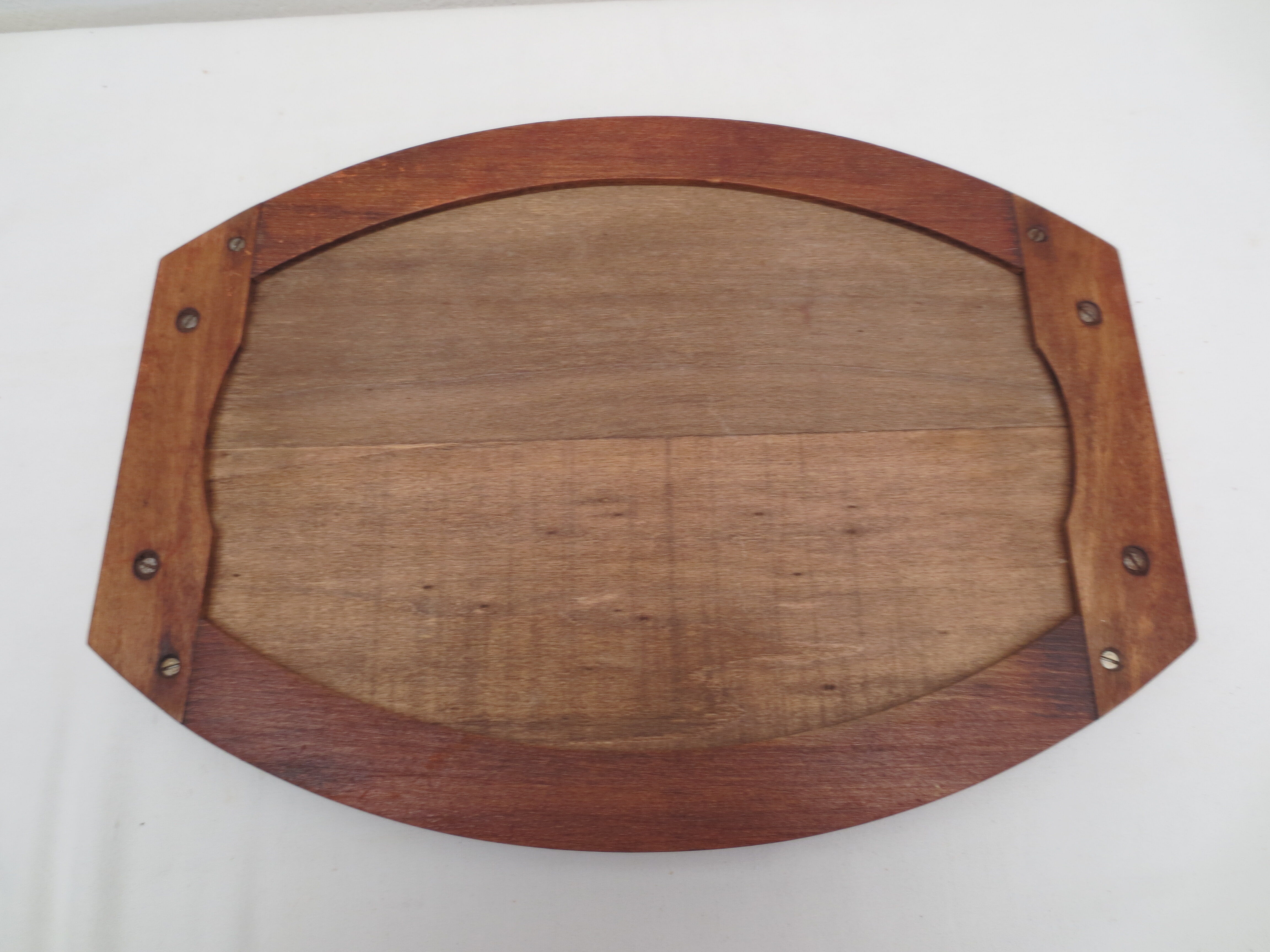 Plateau  à hors d'oeuvre en cristal sur base plateau miroir en bois des  année  40