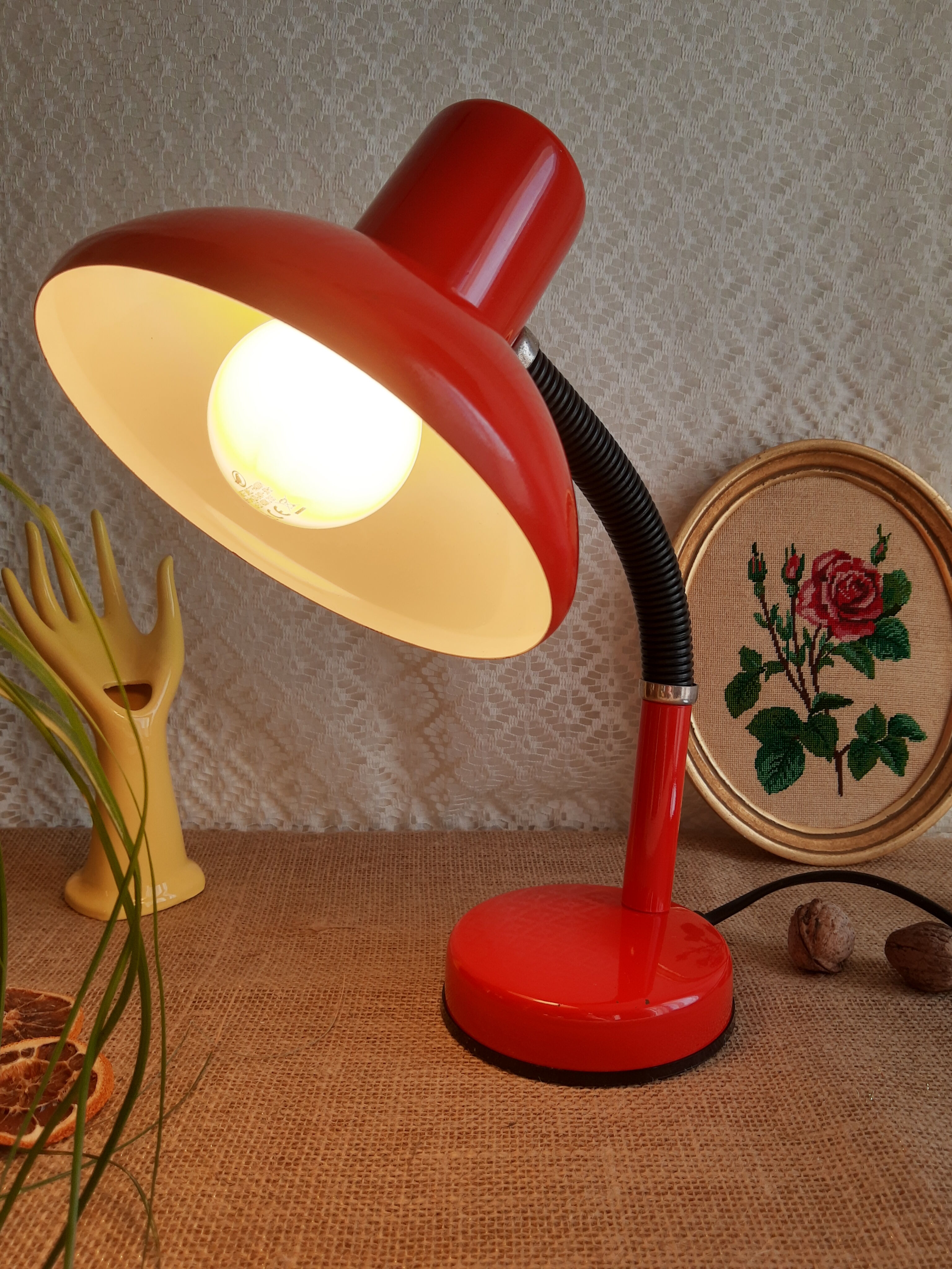 Vintage red orange desk lamp