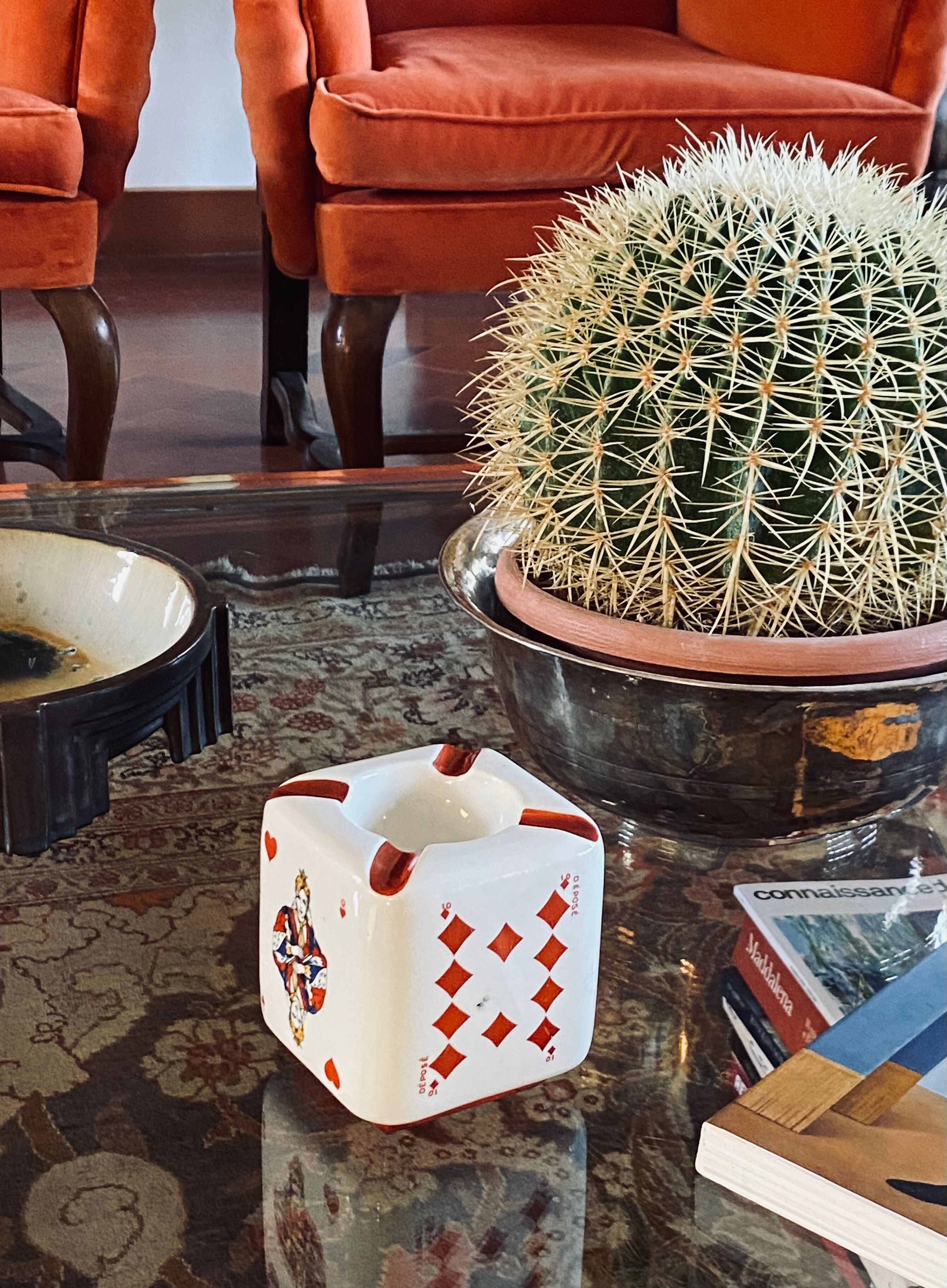 Brugerolle aigle rouge Napoleon cognac ceramic ashtray, france 1950s