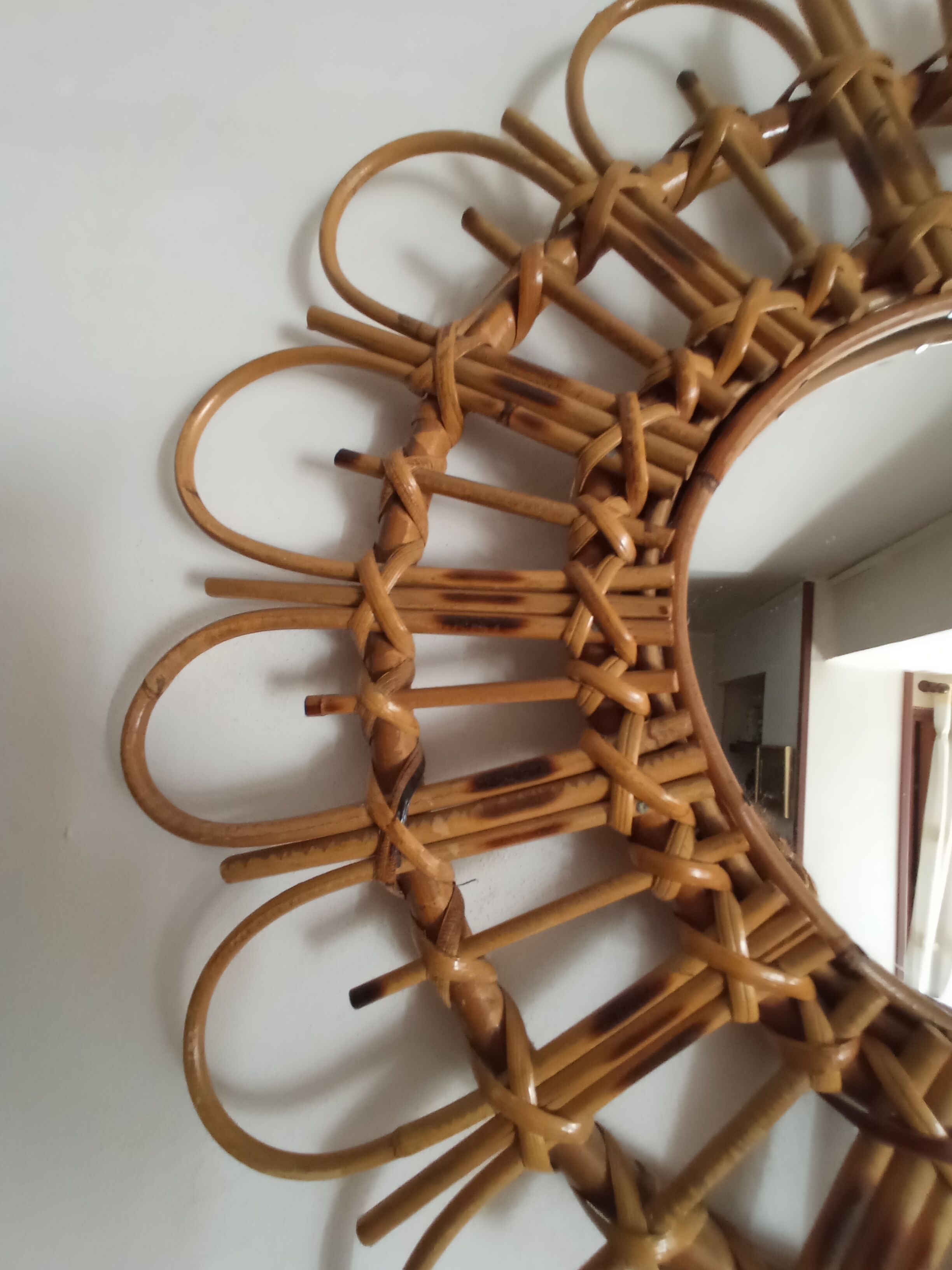 Vintage bamboo mirror 56cm